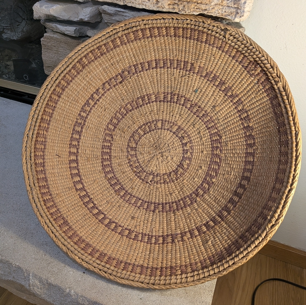 Handwoven Tan and Brown Decorative Basket